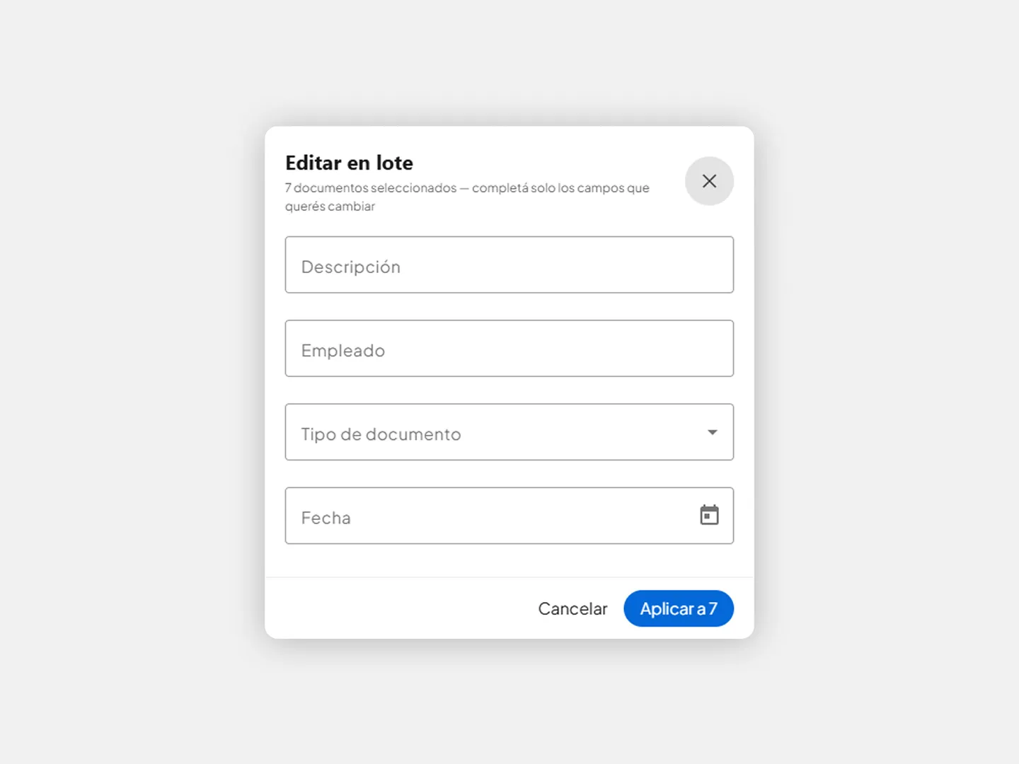 Panel de detalle de un documento con sus datos y la sección Usado en